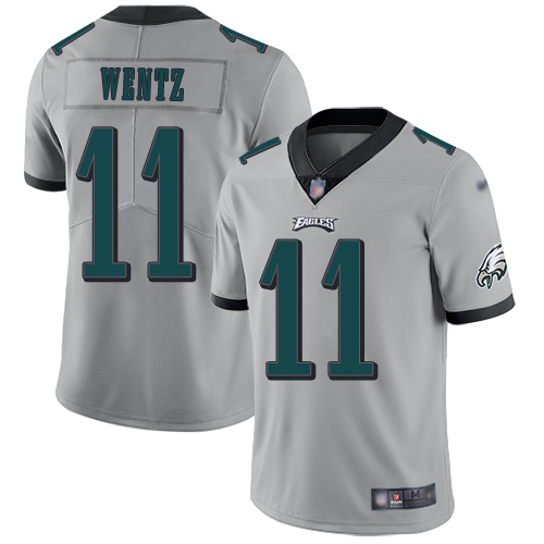 Men Philadelphia Eagles #11 Carson Wentz Limited Silver Inverted Legend NFL Jersey Football->philadelphia eagles->NFL Jersey